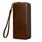 Luxury Double Zipper Leather Wallet for Men & Women with