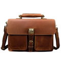 Sacoche porte-documents en cuir véritable de luxe pour ordinateur portable, style vintage, à bandoulière