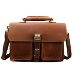 Sacoche porte-documents en cuir véritable de luxe pour ordinateur portable, style vintage, à bandoulière
