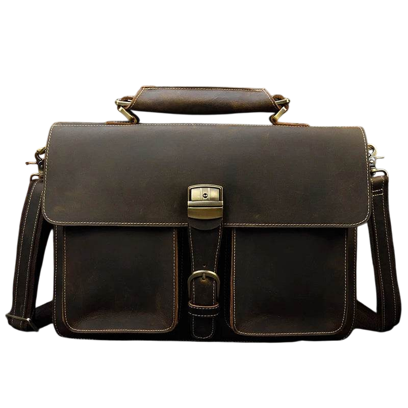 Luxury Genuine Leather Briefcase Laptop Bag Vintage Shoulder
