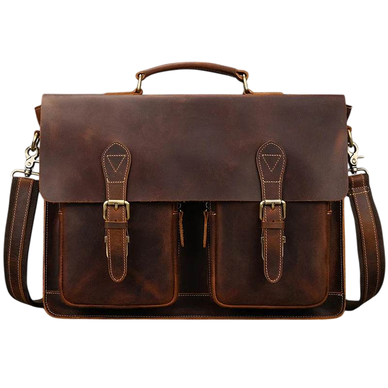 Bolso Bandolera Vintage de Piel Genuina de Lujo para Portátil