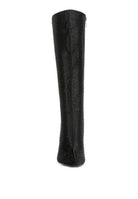 Rag Company luxury high heeled calf boot in black with stylish design and sleek silhouette