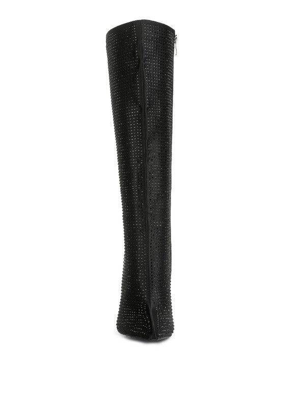 Rag Company luxury high heeled calf boot in black with stylish design and sleek silhouette