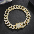 Luxury iced out Cuban link bracelet, gold with rhinestones, stylish accessory