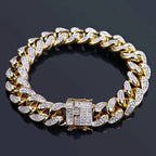 Luxury iced out Cuban link bracelet in gold with glittering crystals