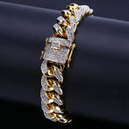 Luxury iced out Cuban link bracelet, gold finish, perfect for special occasions