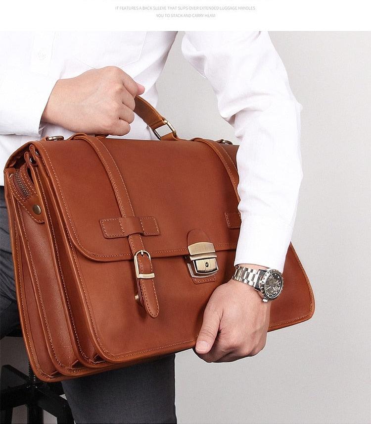 Luggage & Bags - Briefcases Luxury Leather Briefcase Male Genuine Leather Business Laptop...