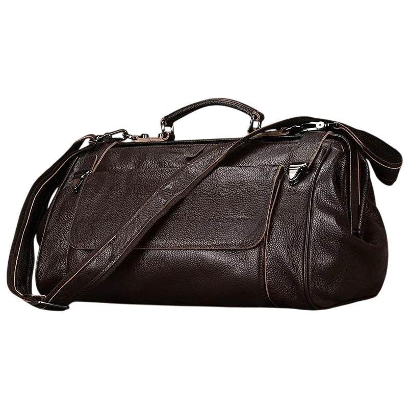 Maleta de mano de cuero de lujo, bolsa de viaje de piel de vaca genuina