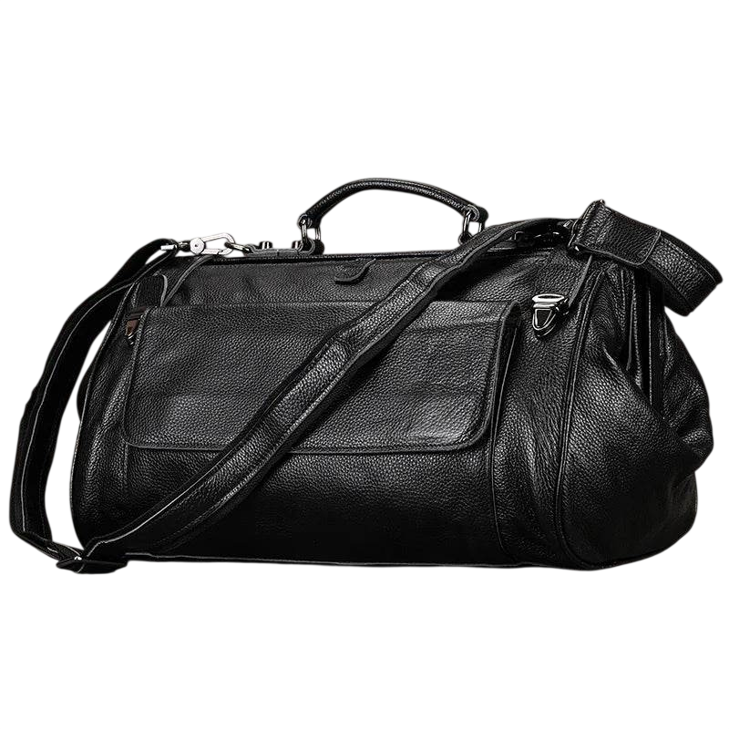 Maleta de mano de cuero de lujo, bolsa de viaje de piel de vaca genuina