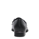 Elegant black luxury leather loafers for women with a sleek back design