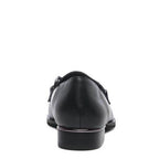 Elegant black luxury leather loafers for women with a sleek back design