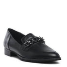 Rag Company luxury leather loafers in black with a stylish chain detail and flat heel