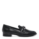 Rag Company women's luxury leather loafers in black with elegant buckle detail and low heel