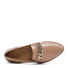 Rag Company luxury leather loafers in nude with stylish chain detail for women's casual wear