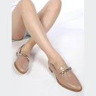 Rag Company luxury leather loafers in blush with stylish chain detail for elegant women's footwear