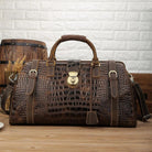 Luggage & Bags - Duffel Luxury Leather Textured Duffel Bag Weekender Travel Luggage