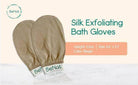 BeNat luxury raw silk bath glove set in beige, perfect for gentle exfoliation while traveling