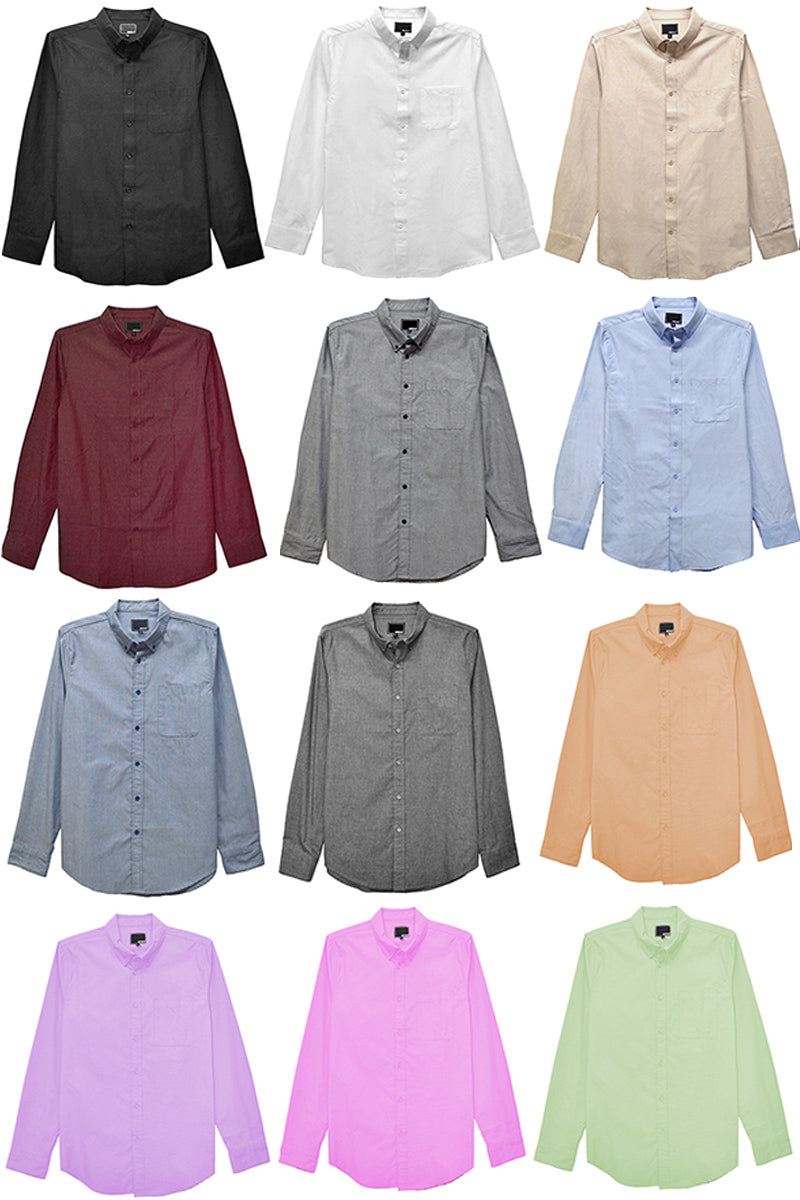 Classic Long Sleeve Button-Down Shirt with Chest Pocket