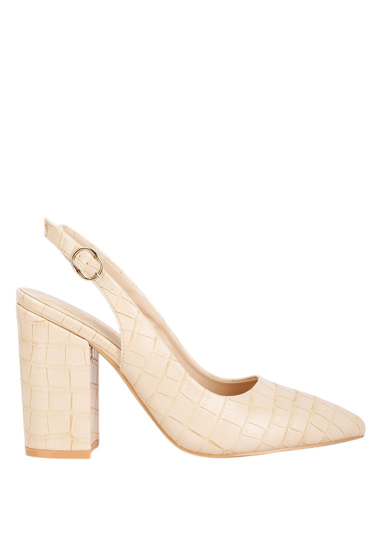 Macha Croctexture Sling Back Heels