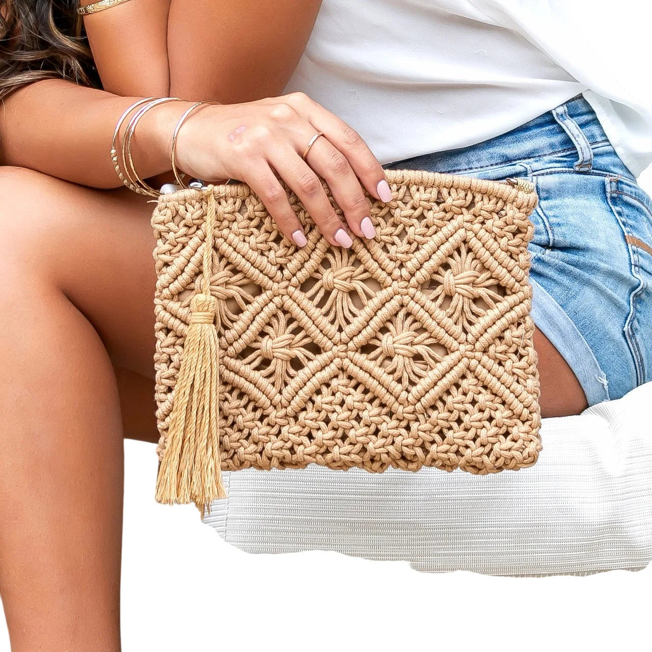 Macrame Tassel Clutch