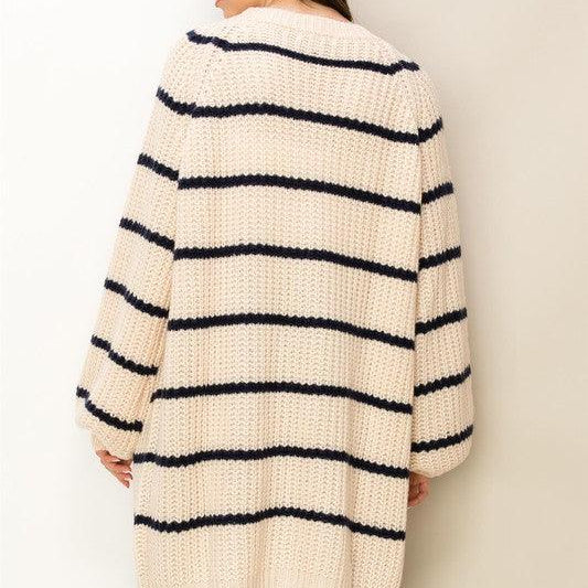 Women's Sweaters - Cardigans Made For Style Oversized Striped Sweater Cardigan