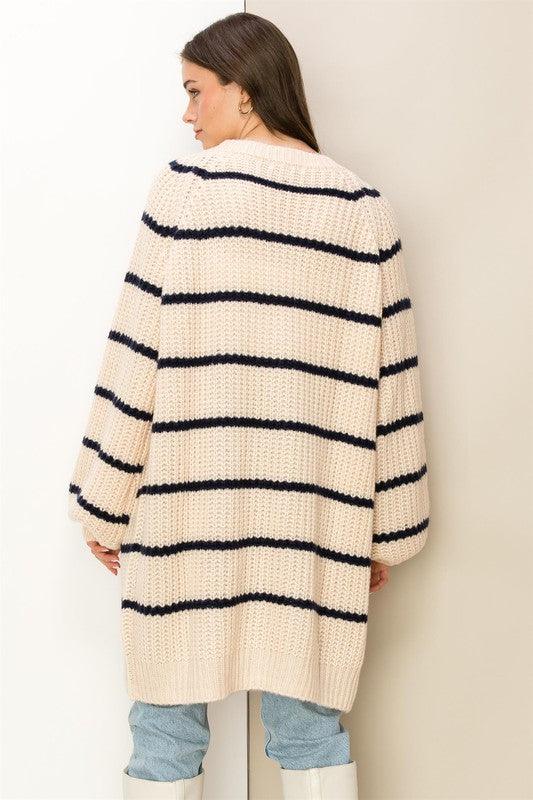 Women's Sweaters - Cardigans Made For Style Oversized Striped Sweater Cardigan