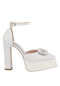 Maeissa Pearls Brooch Detail Platform Block Heel Sandals