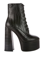 Magdalene Croc High Heel Patform Boots