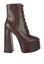 Bottes à plateforme à talons hauts en similicuir façon croco Magdalene