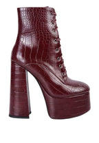 Magdalene Croc High Heel Patform Boots