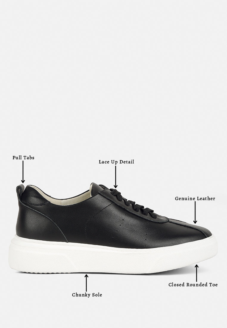 Magull Solid Lace Up Leather Sneakers