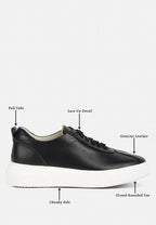 Magull Solid Lace Up Leather Sneakers