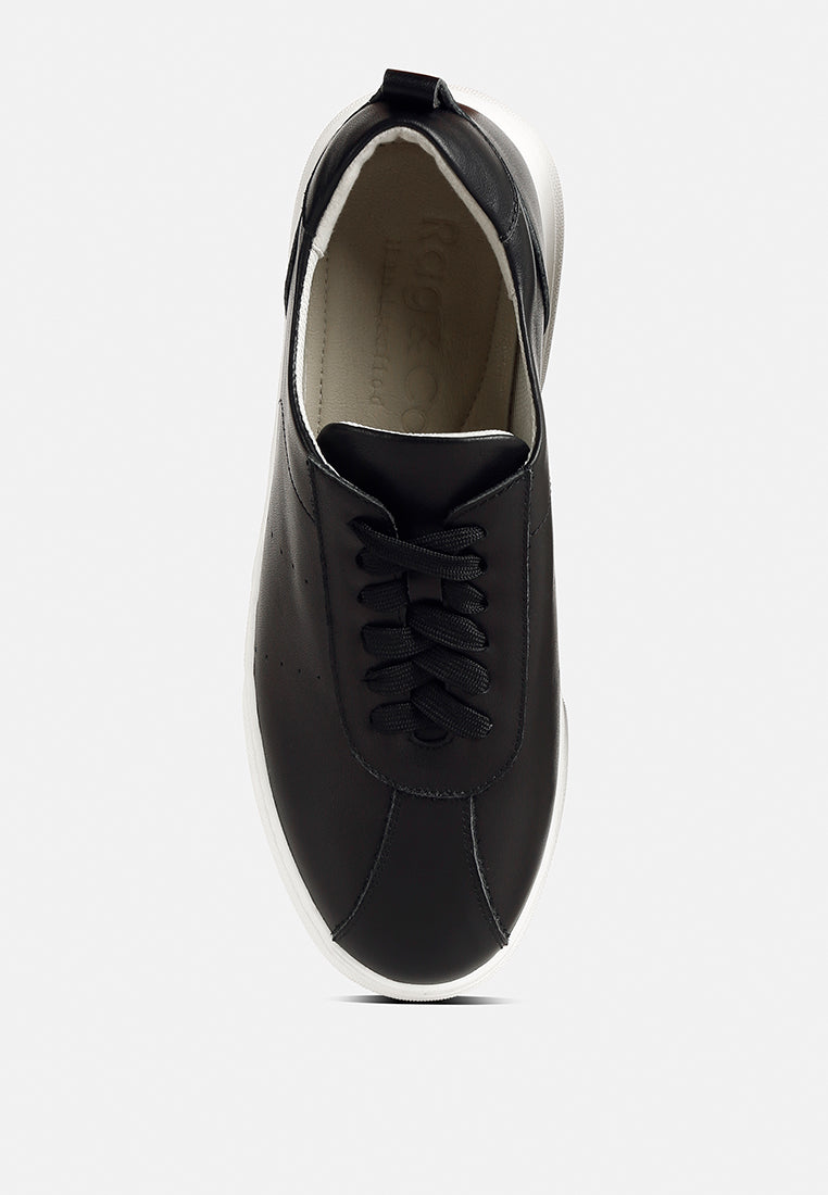 Magull Solid Lace Up Leather Sneakers