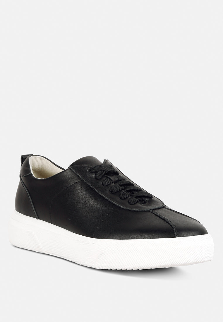 Magull Solid Lace Up Leather Sneakers