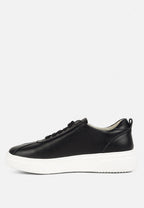 Magull Solid Lace Up Leather Sneakers
