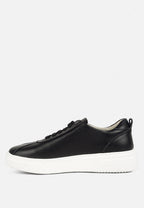 Magull Solid Lace Up Leather Sneakers