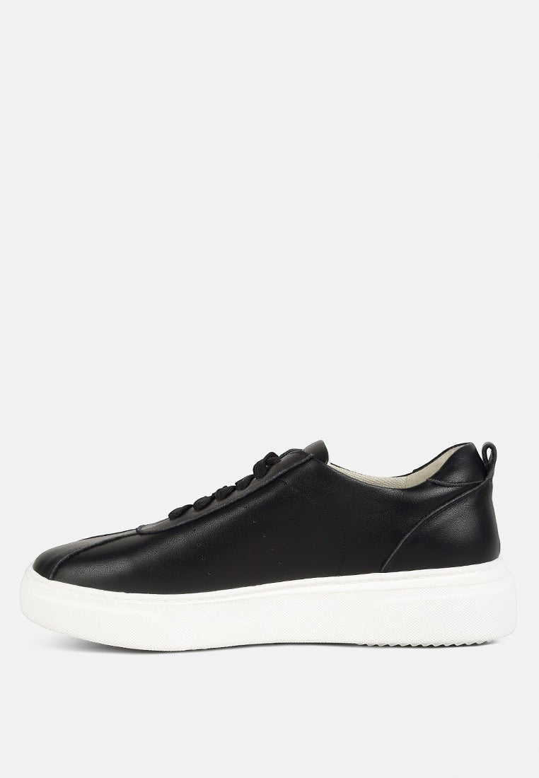 Magull Solid Lace Up Leather Sneakers
