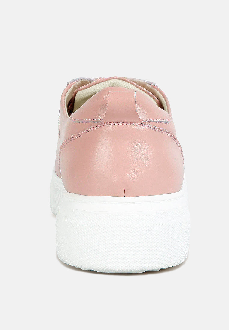 Magull Solid Lace Up Leather Sneakers