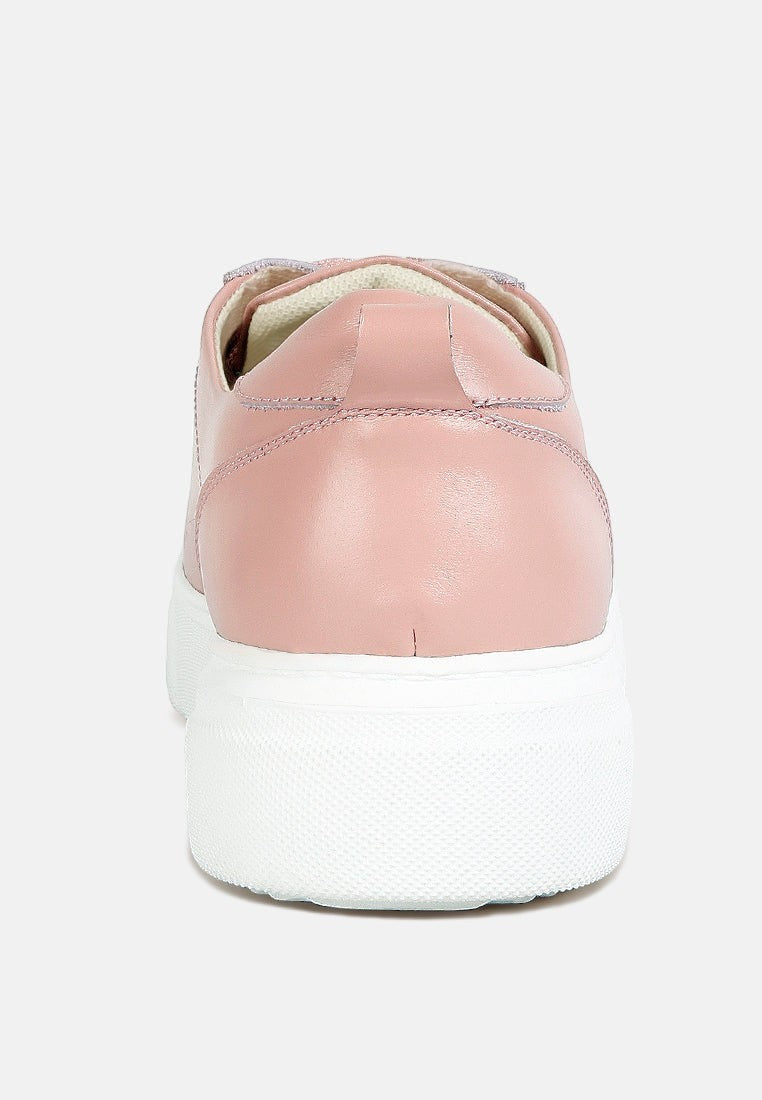 Magull Solid Lace Up Leather Sneakers