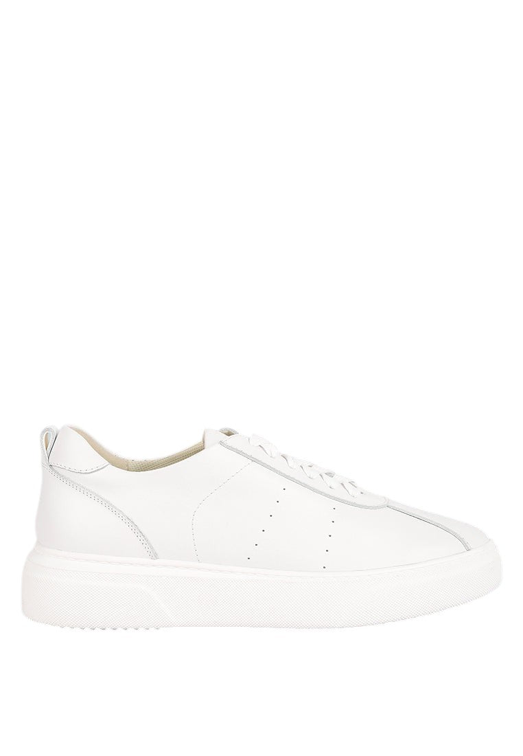Magull Solid Lace Up Leather Sneakers