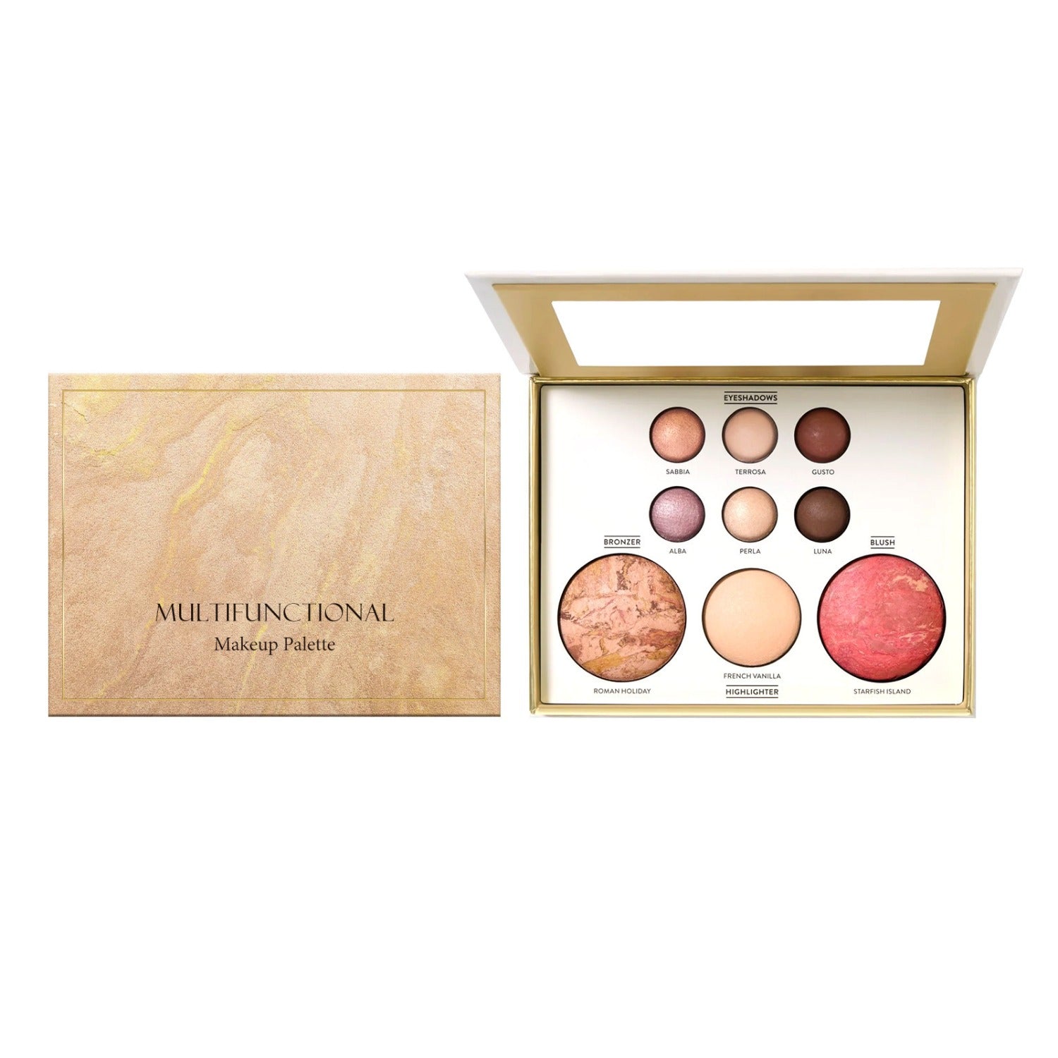 Multifunctional makeup palette with various shades for travel and everyday use