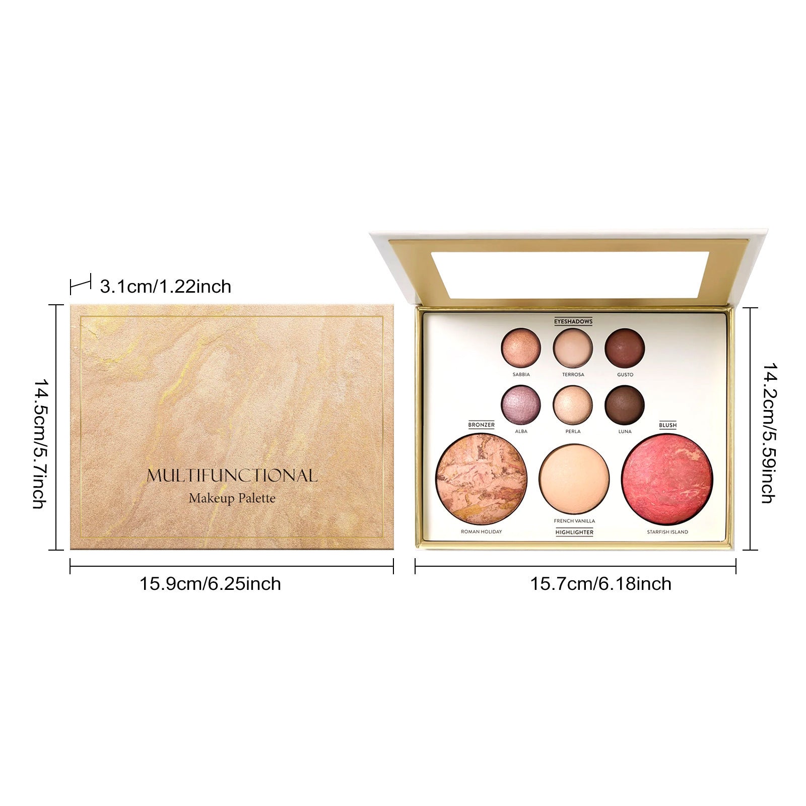 Multifunctional makeup palette for versatile travel and beauty needs