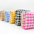 Ellison and Young makeup bag cosmetic, checkered design, ideal for travel