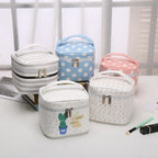 Set of five colorful makeup bag cosmetic cases for travel and storage