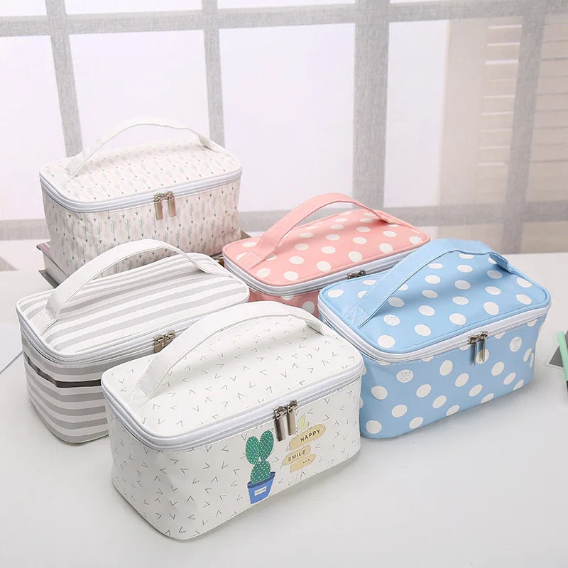 Colorful makeup bag cosmetic organizer with cute patterns for travel