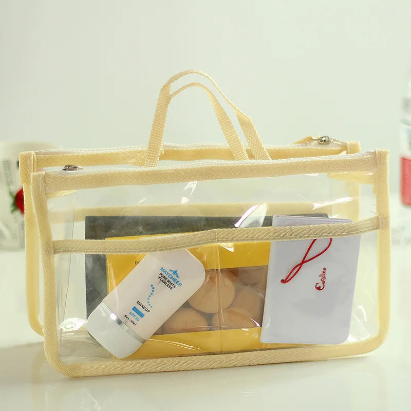 Yellow transparent makeup bag cosmetic for organizing beauty products