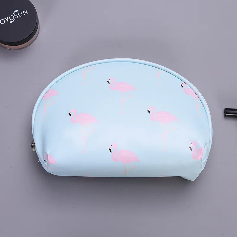 Blue flamingo makeup bag for travel and organization