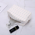 Women's patterned makeup bag for organizing cosmetics and toiletries