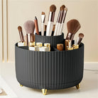 Black makeup cosmetics organizer, stylish design for storing brushes and products