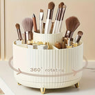 White 360-degree rotating makeup cosmetics organizer for easy access